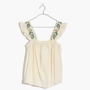 Madewell Embroidered Strap Swing Boho Top cropped
